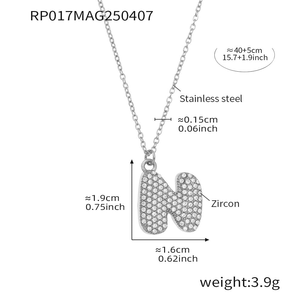 Pave Crystal Bubble Initial Necklace