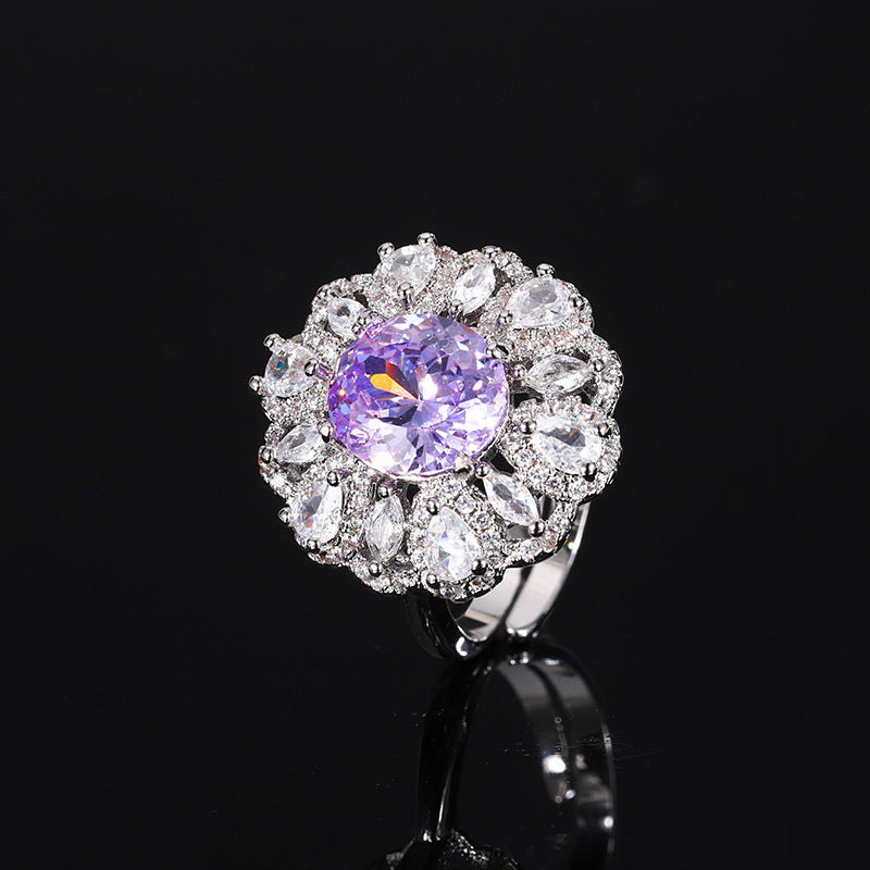 Royal Oval Gemstone Floral Halo Jewelry Set
