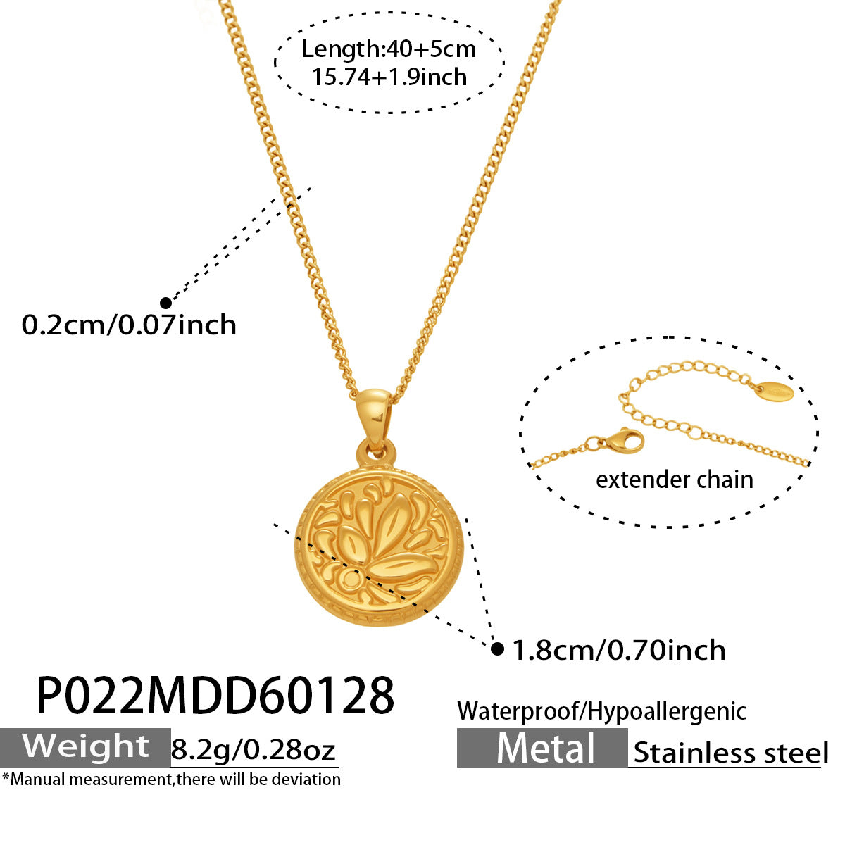 Engraved Gold Botanical Medallion Necklace