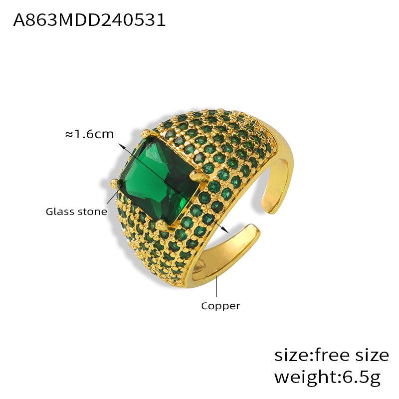 Shining Gold Pave Crystal Dome Rings
