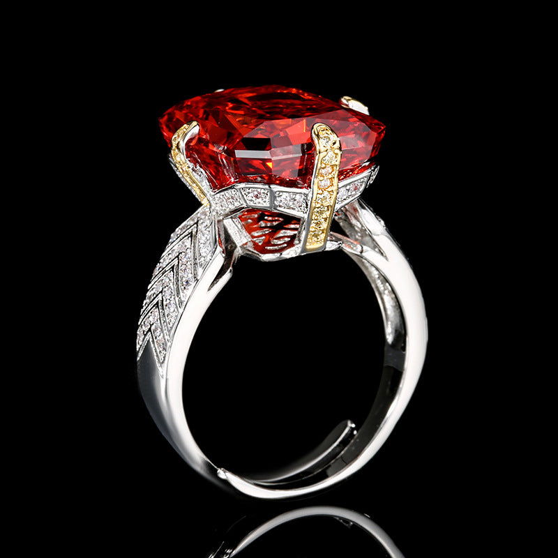 Luxurious Radiant Cut Gemstone Chevron Pavé Statement Ring