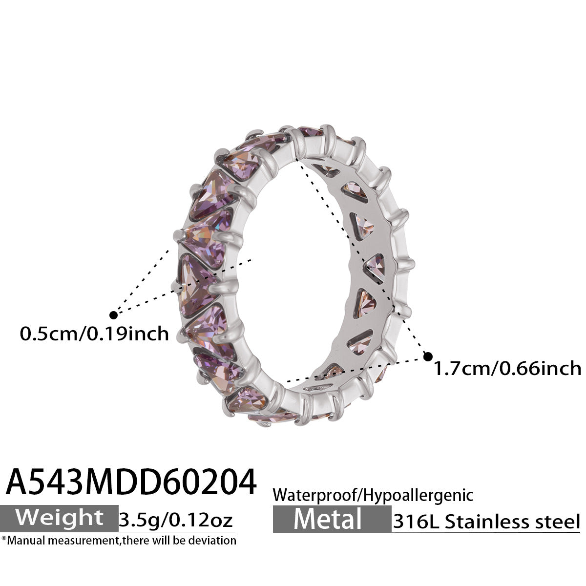 Triangle Cut Zirconia Eternity Band Rings