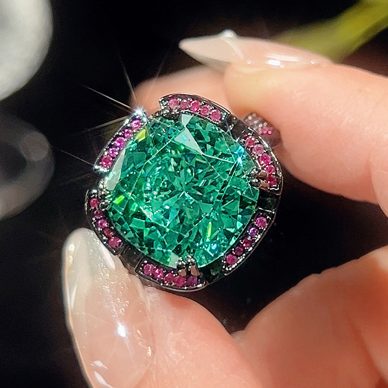 Teal Gemstone & Magenta Halo Jewelry Set