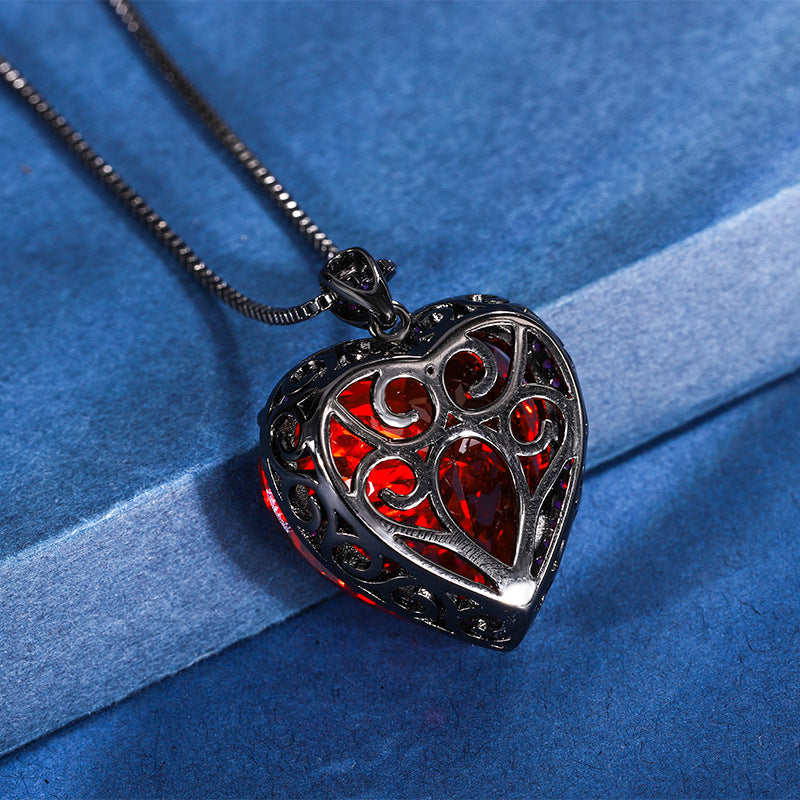 Majestic Heart of the Ocean Gemstone Halo Necklace