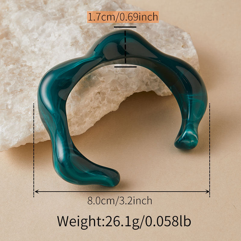 Artistic Wavy Resin Statement Open Bangle
