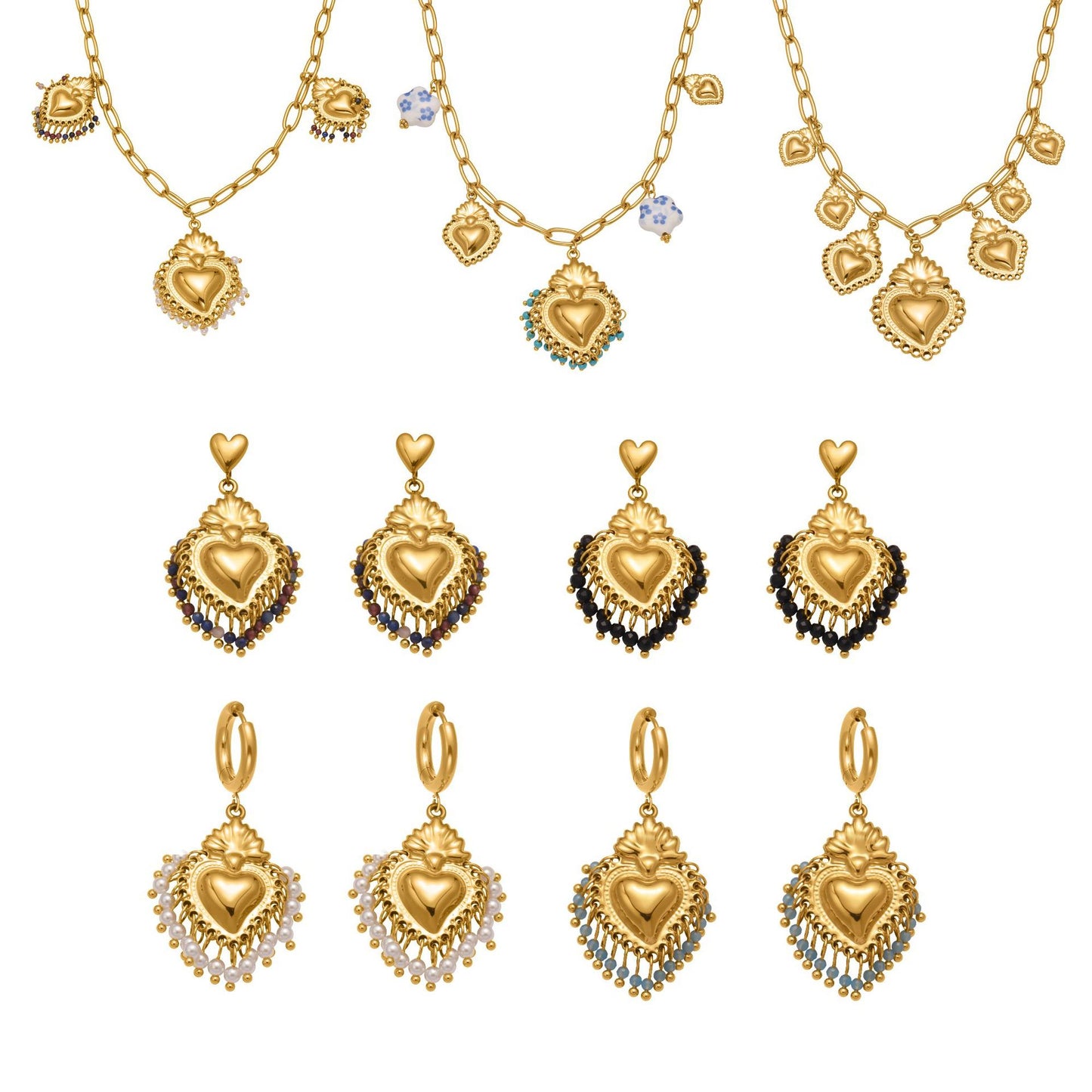 Sacred Heart Milagro Charm Jewelry Sets