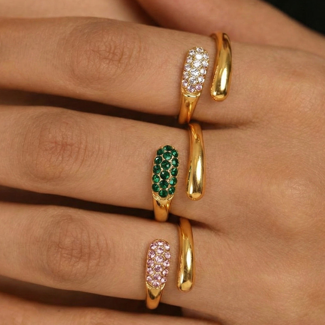Crystal Open Cuff Rings