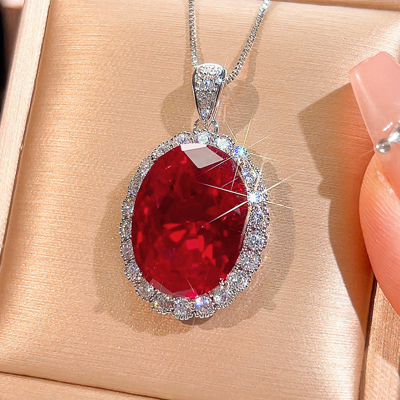 Royal Ruby Oval Halo Jewelry Set