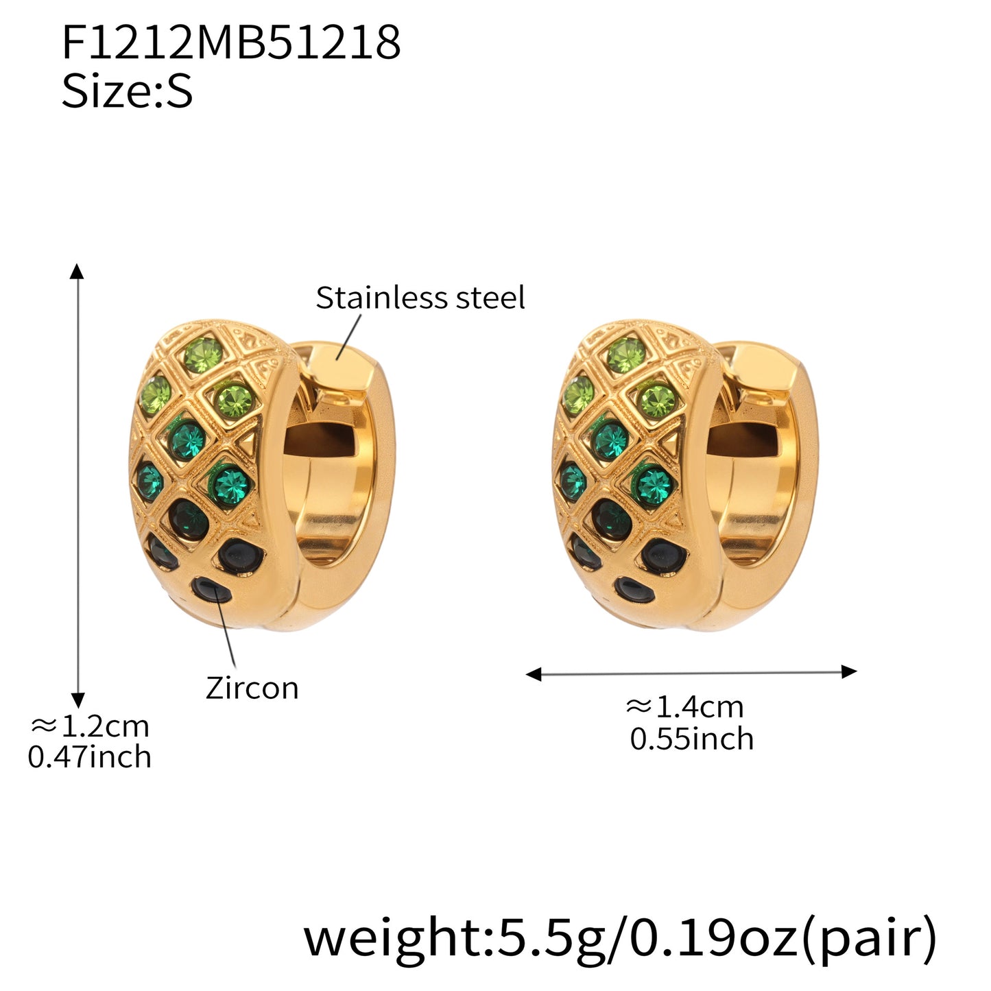 Boucles d'oreilles créoles en cristal à texture matelassée colorée 