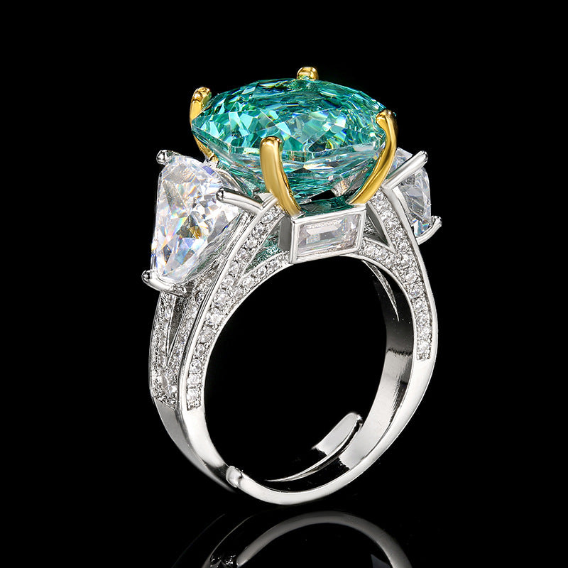 Elegant Rose Faceted Gemstone Ring With Trillion Accents