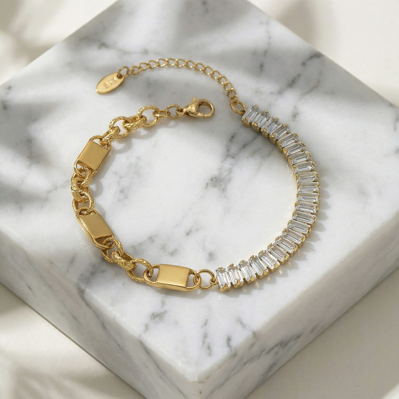 Baguette Tennis Paperclip Link Bracelet