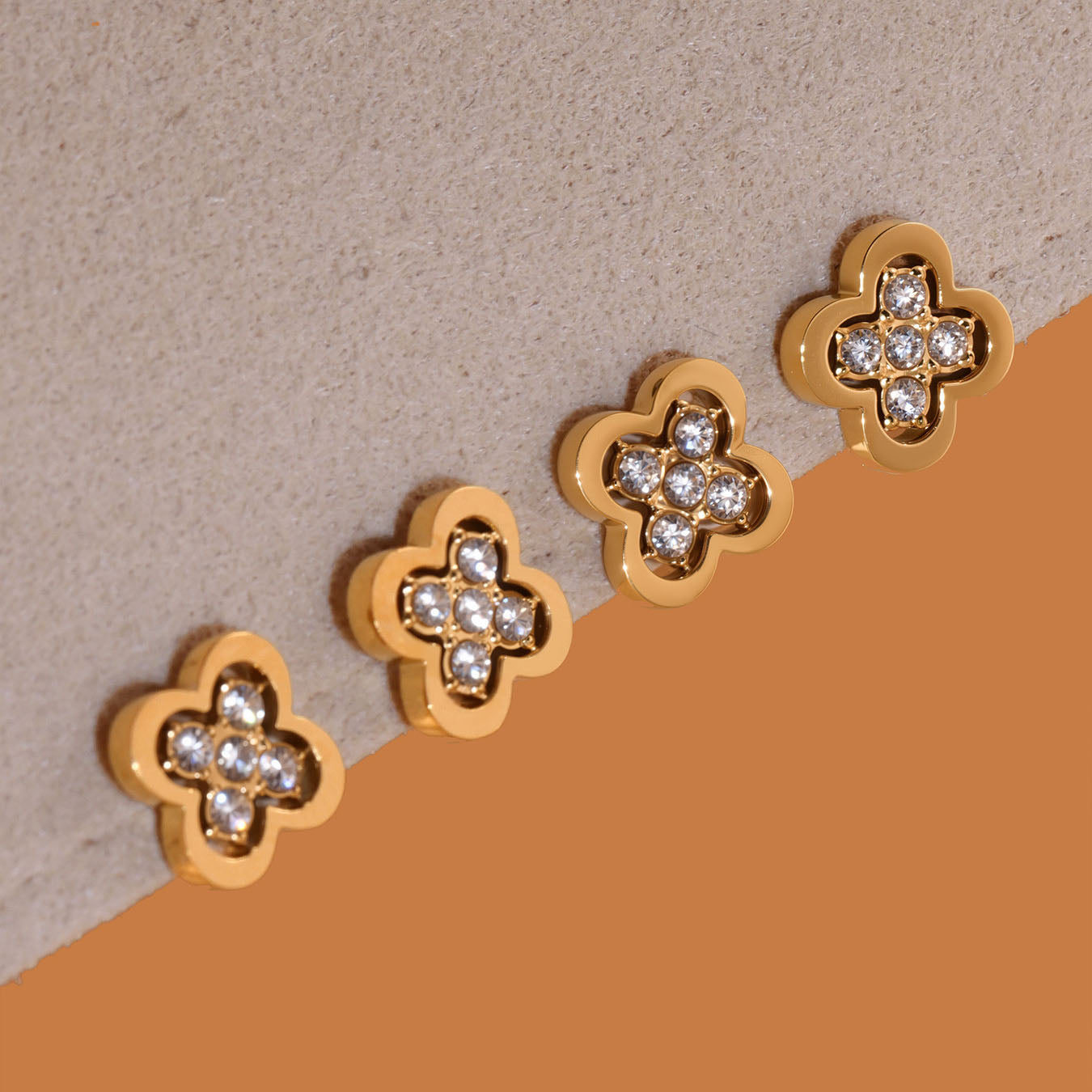 Four-Leaf Clover Crystal Necklace & Earrings Set