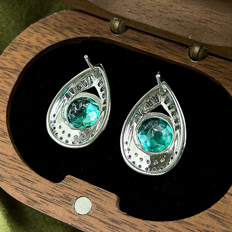 Enchanting Rose-Carved Gemstone Teardrop Earrings