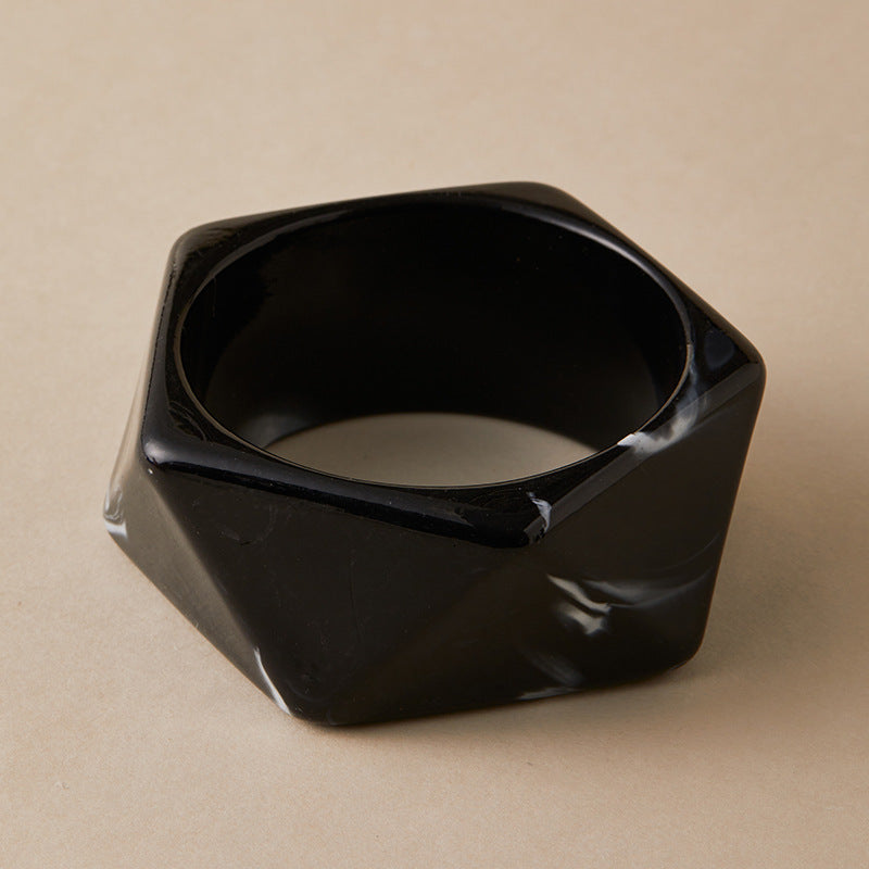 Bold Geometric Faceted Resin Statement Bangle