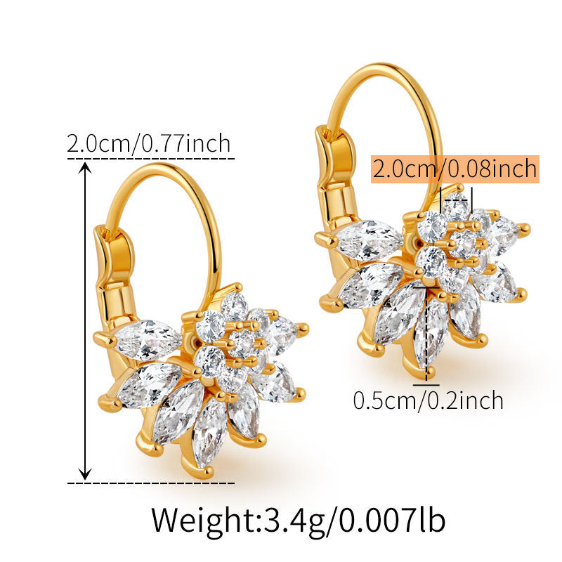 Floral Elegance Zirconia Gold Drop Ear Studs