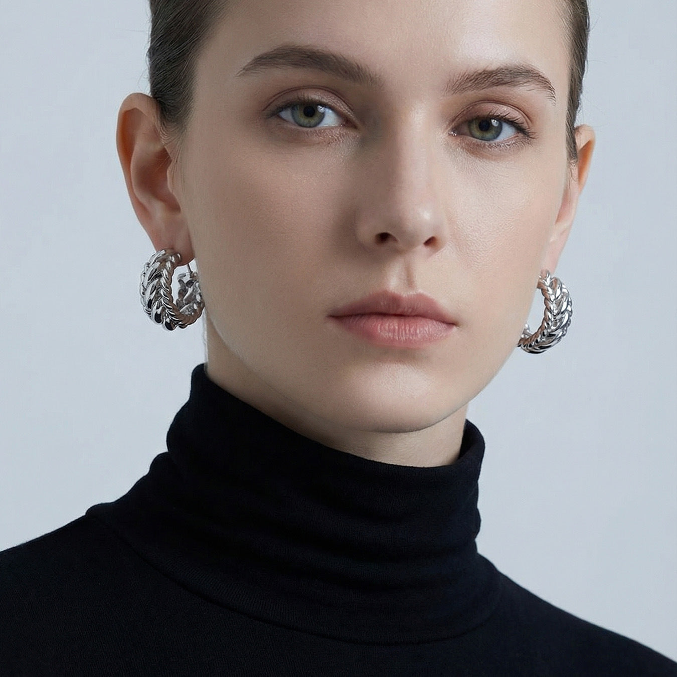 Chunky Twisted Rope Texture Hoop Earrings