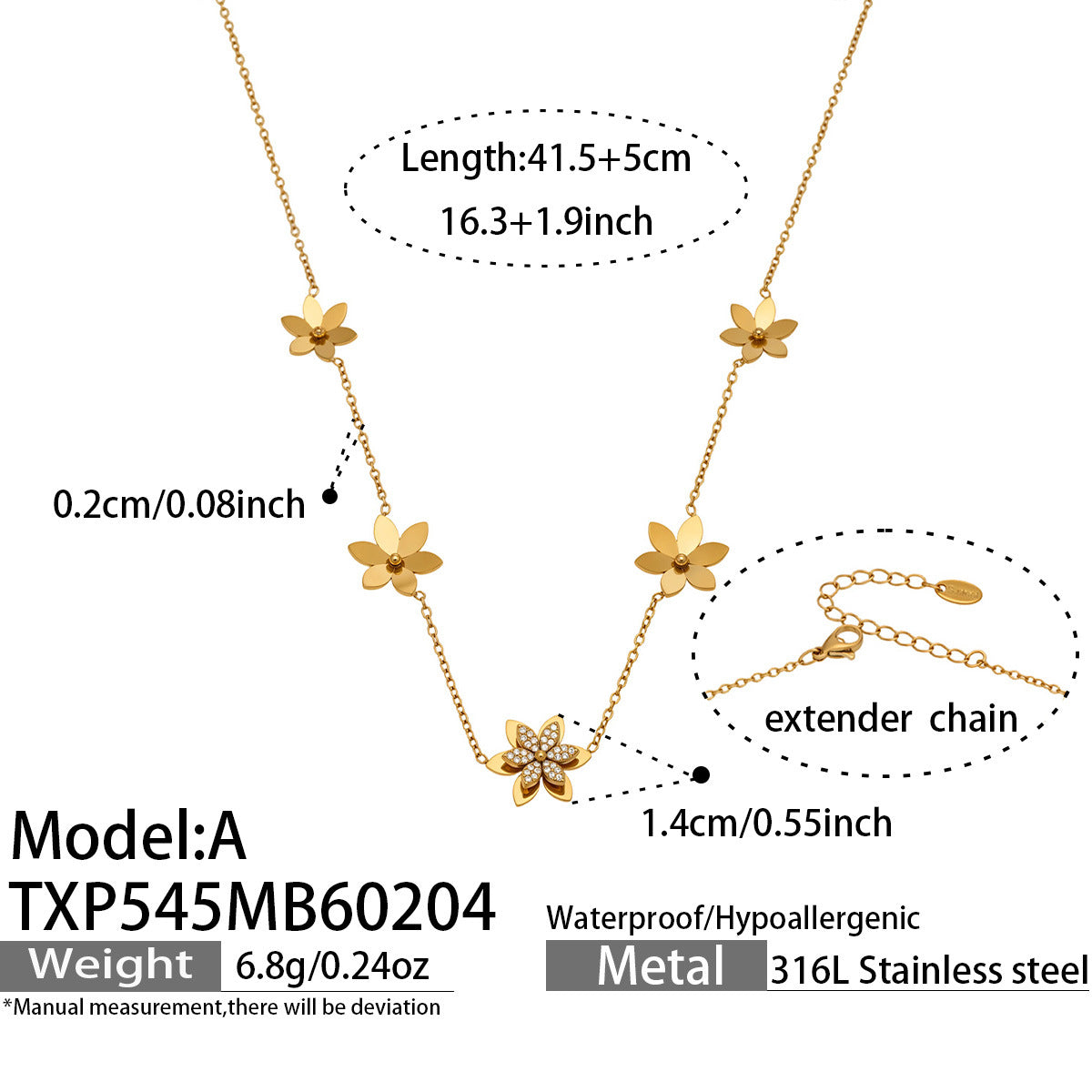 Sparkling Zircon Flower Gold Jewelry Sets