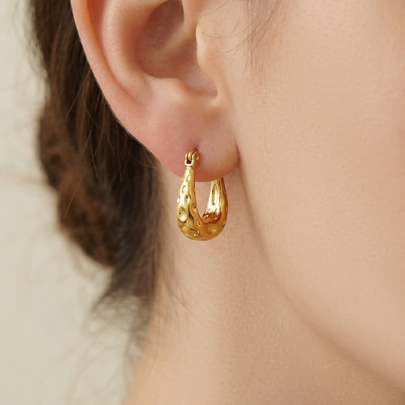 Textured Hammered Organic Hoop Earrings