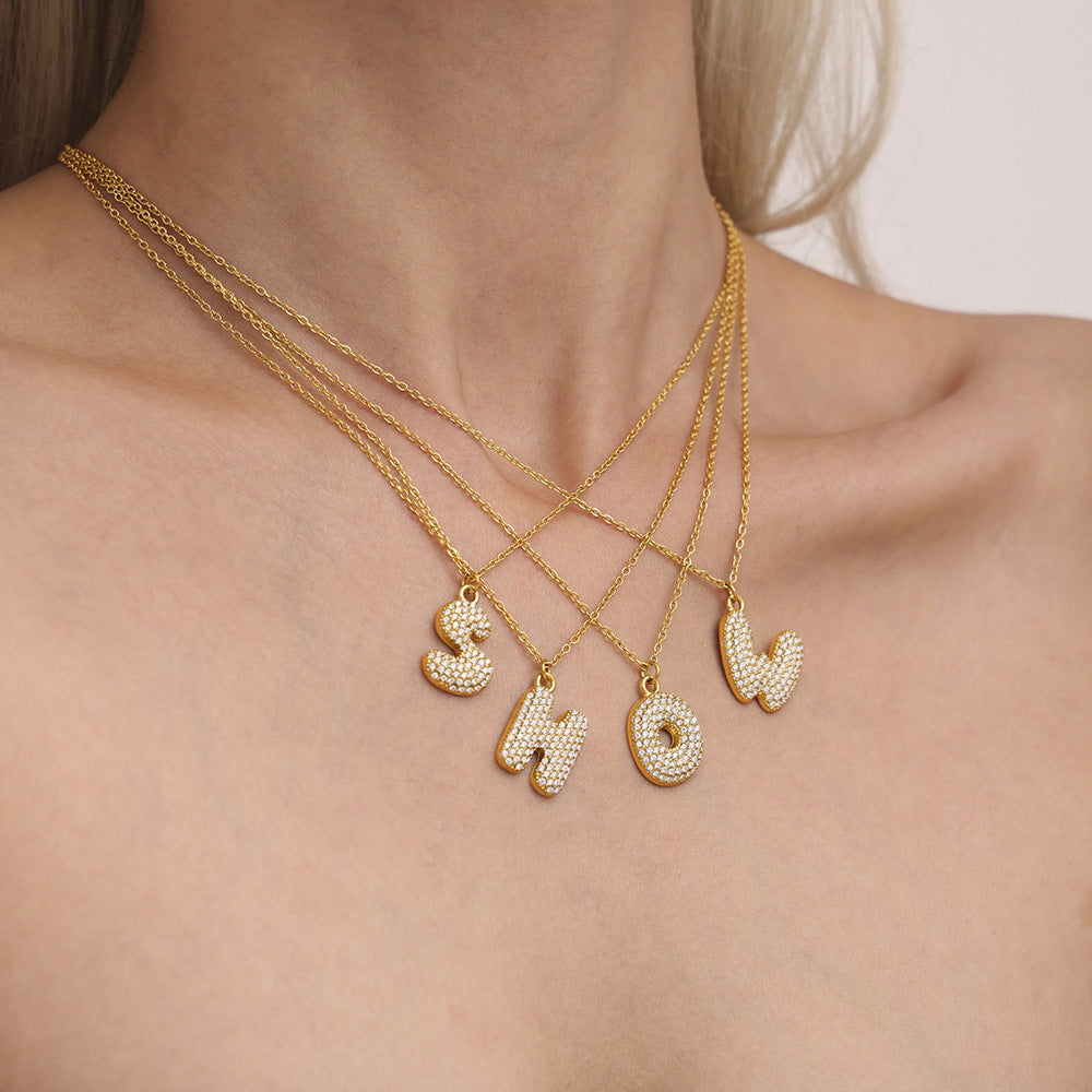 Pave Crystal Bubble Initial Necklace