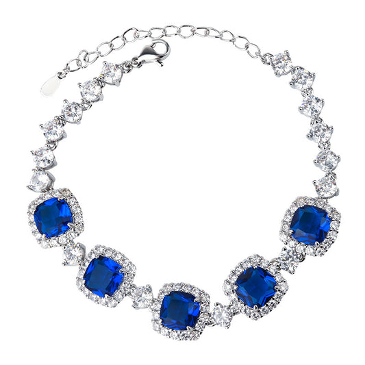 Vintage Halo Cushion Cut Vibrant Gemstone Tennis Bracelet