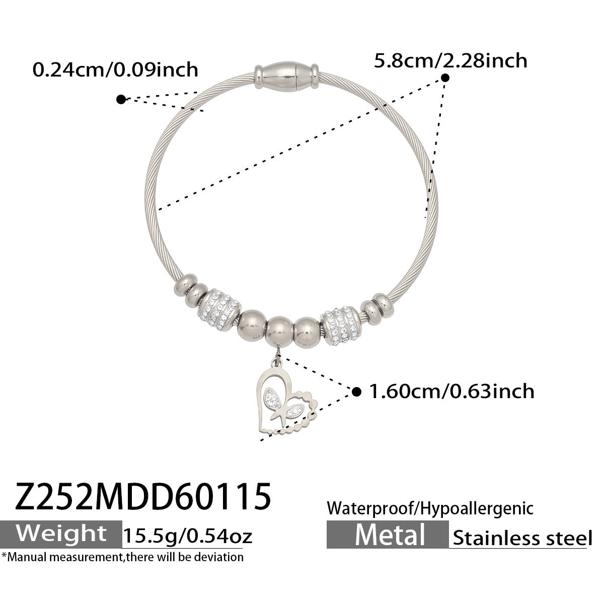 Elegant Crystal Charm Cable Bangles