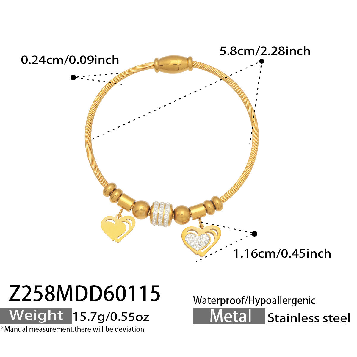 Elegant Crystal Charm Cable Bangles