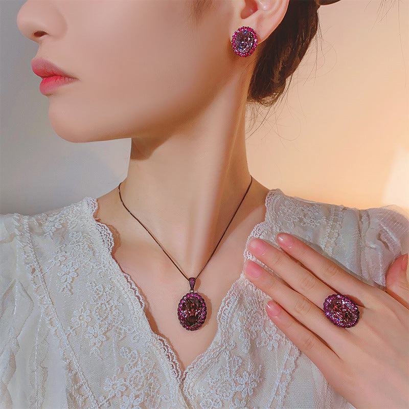 Vintage Gothic Royal Purple Jewelry Set