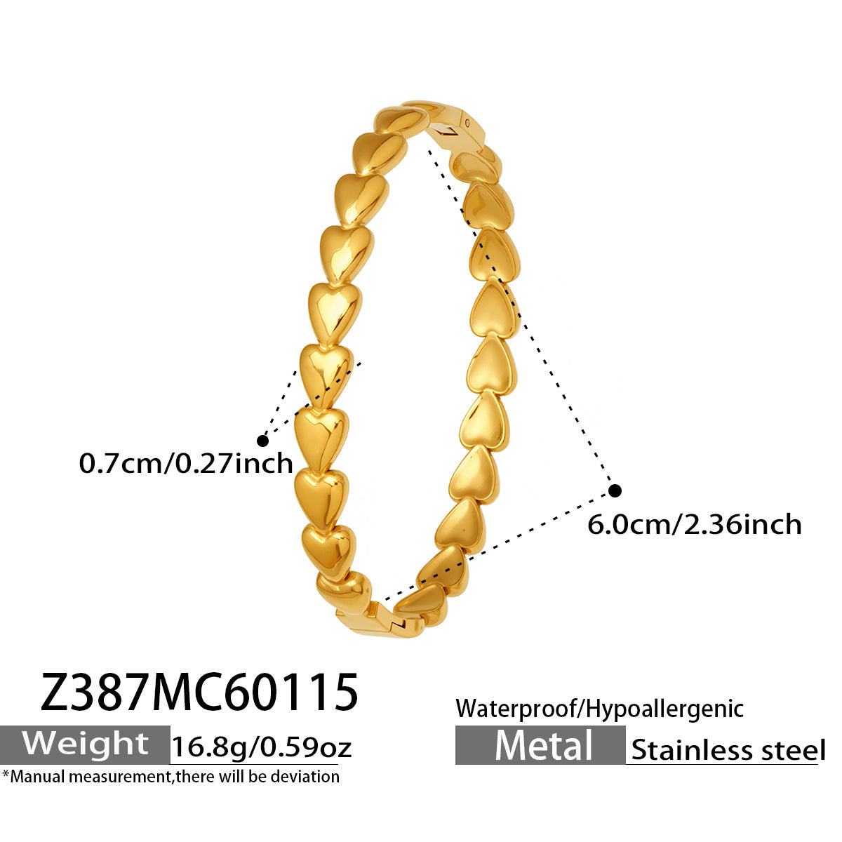 Ensemble de bracelets texturés en forme de cœur et de treillis 