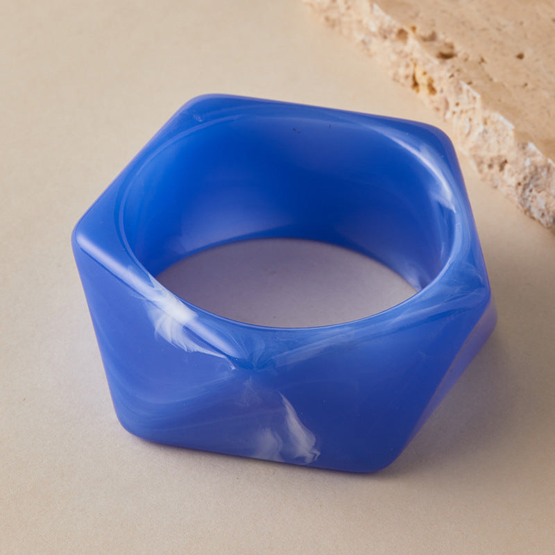 Bold Geometric Faceted Resin Statement Bangle