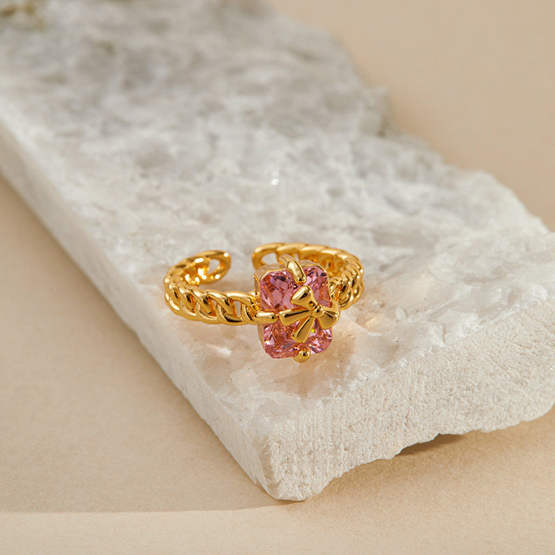 Pink Crystal Gift Box Ring
