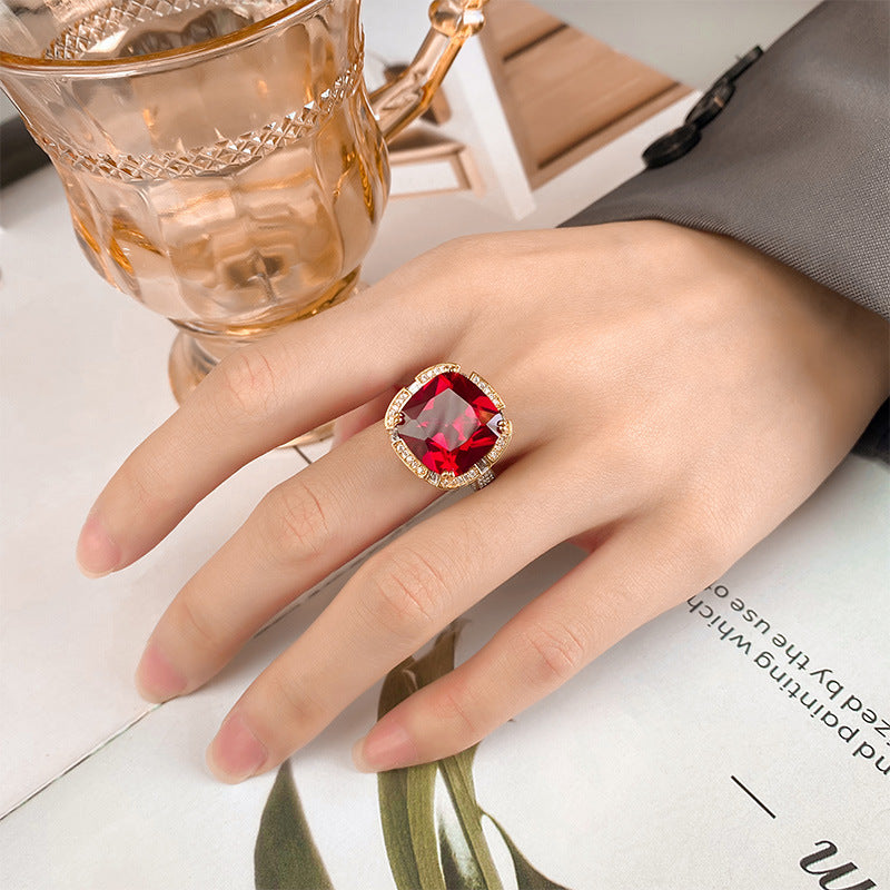 Vintage Royal Cushion-Cut Emerald and Ruby Statement Rings