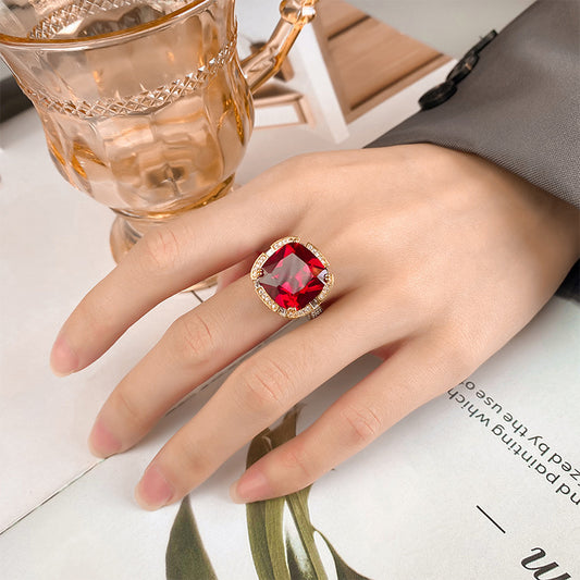 Vintage Royal Cushion-Cut Emerald and Ruby Statement Rings