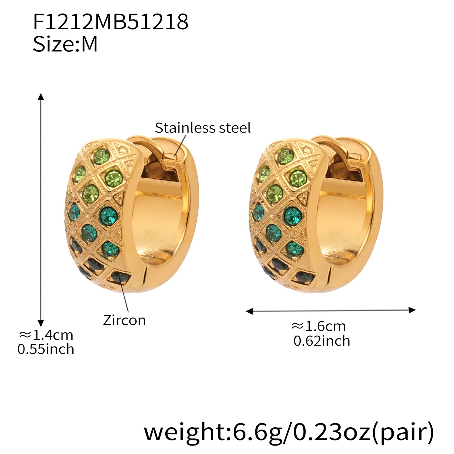 Boucles d'oreilles créoles en cristal à texture matelassée colorée 