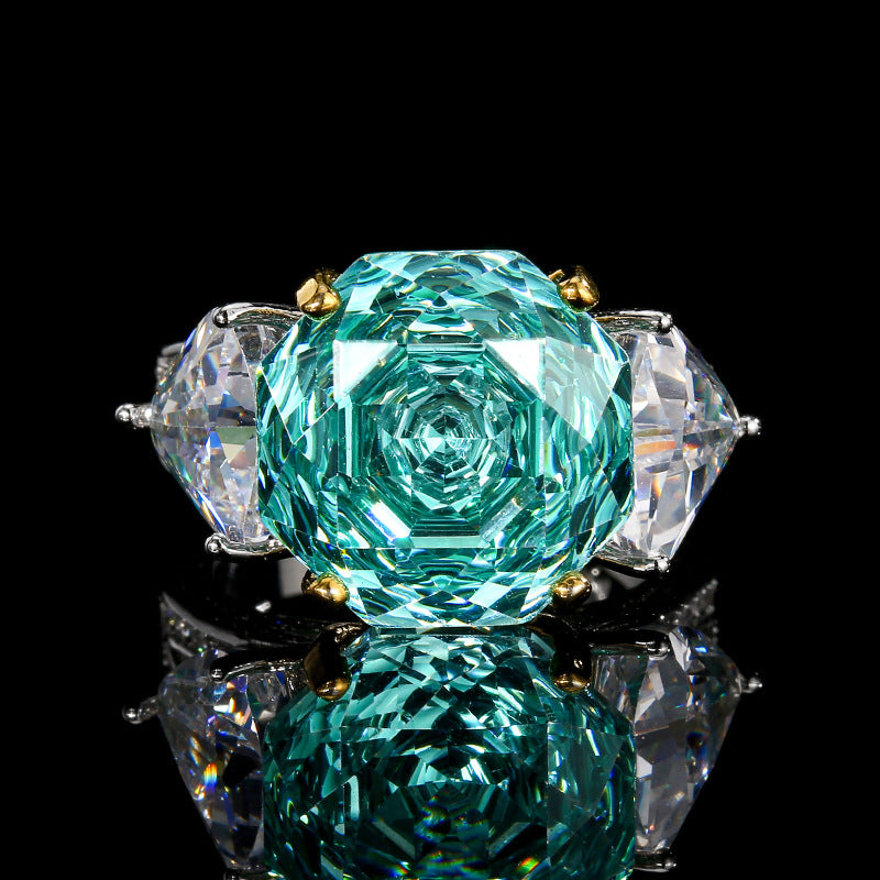 Elegant Rose Faceted Gemstone Ring With Trillion Accents