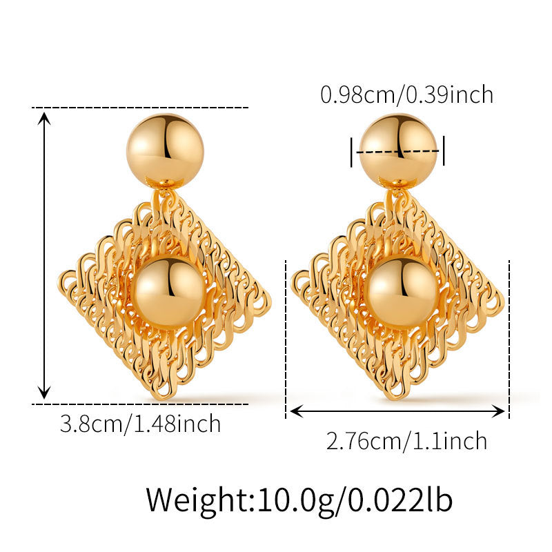 Vintage Geometric Lattice Drop Earrings