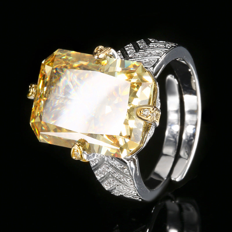Luxurious Radiant Cut Gemstone Chevron Pavé Statement Ring