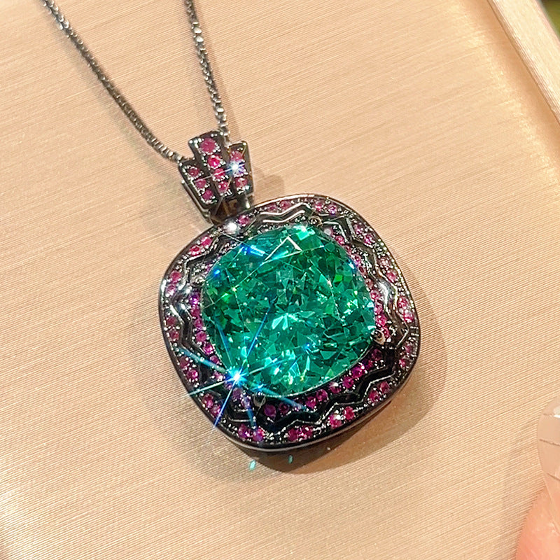 Teal Gemstone & Magenta Halo Jewelry Set