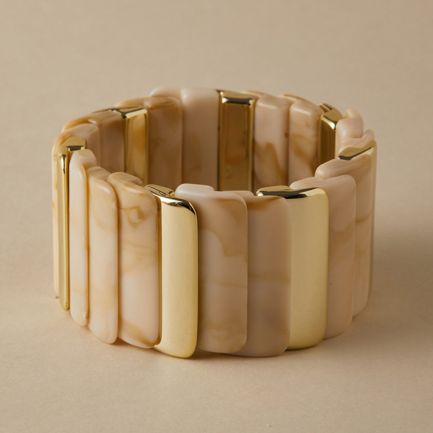 Chunky Resin & Gold Statement Stretch Bracelet