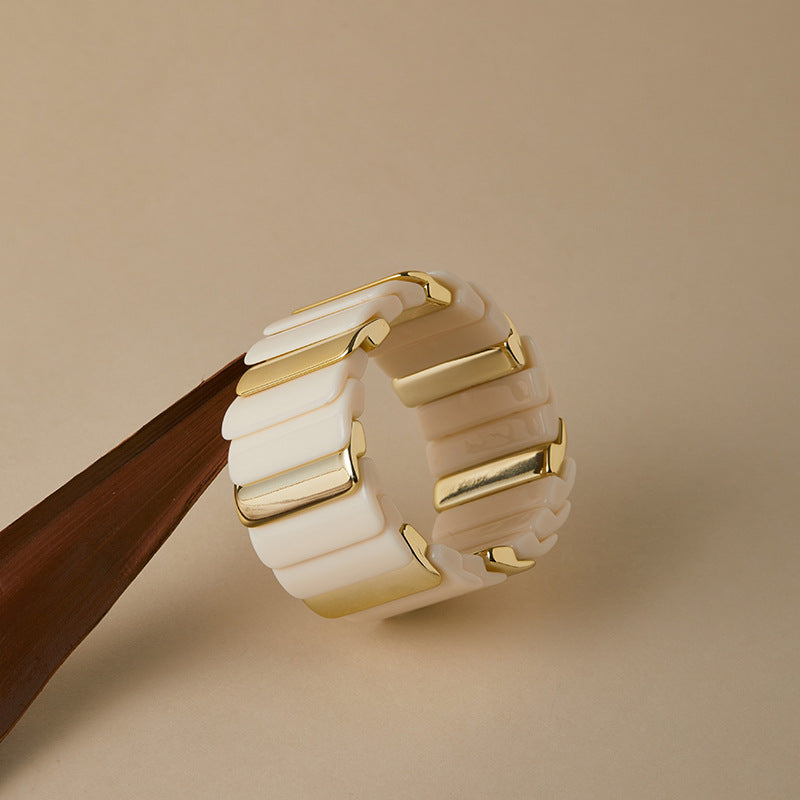 Chunky Resin & Gold Statement Stretch Bracelet