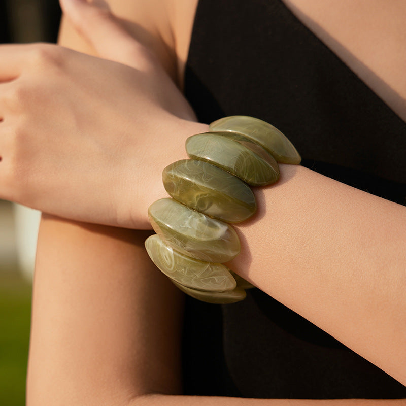 Bold Marbled Resin Chunky Link Bracelet