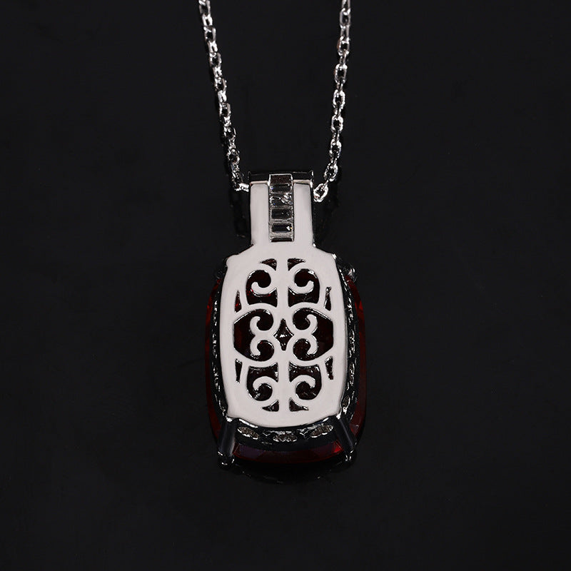 Luxury Radiant Cushion-Cut Gemstone Filigree Pendant Necklace