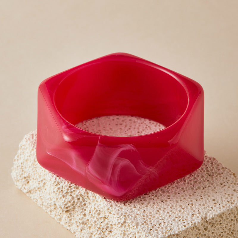 Bold Geometric Faceted Resin Statement Bangle