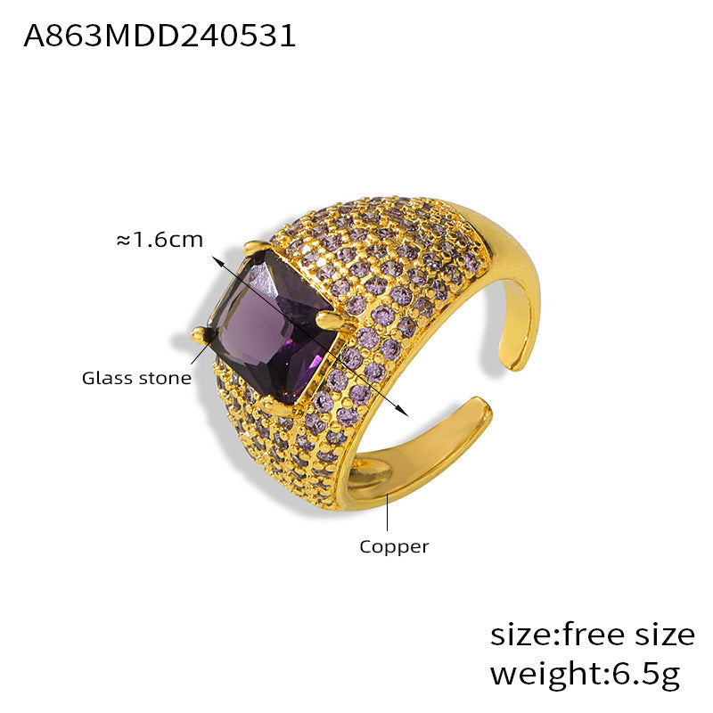 Shining Gold Pave Crystal Dome Rings