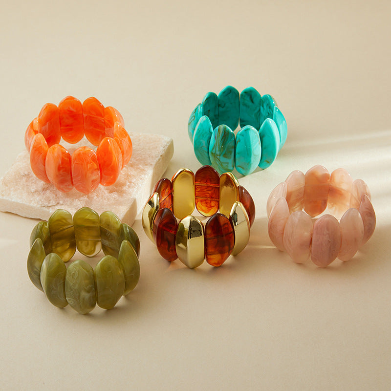 Bold Marbled Resin Chunky Link Bracelet