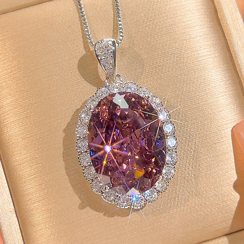 Exquisite Lavender Oval Halo Jewelry Set