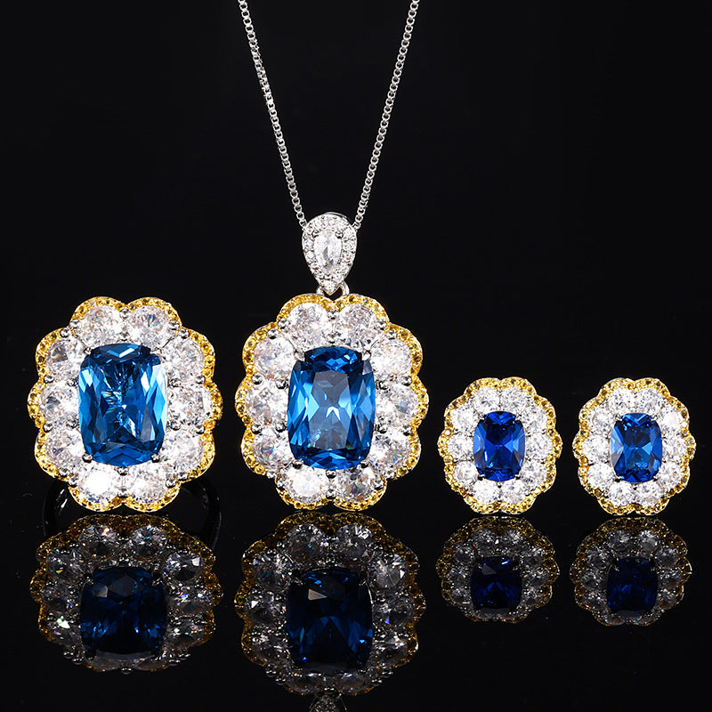 Luxury Blue Gemstone Jewelry Set