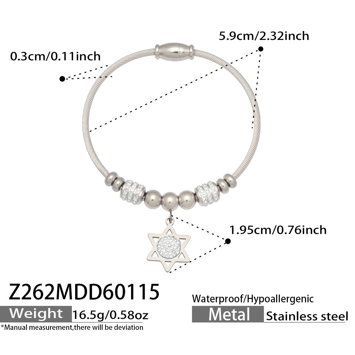 Elegant Crystal Charm Cable Bangles
