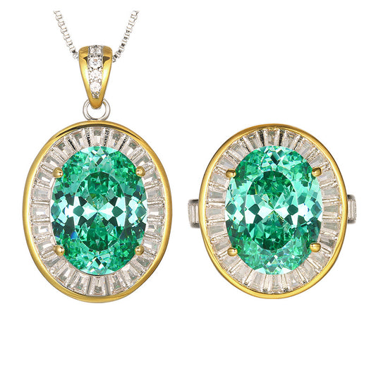 Majestic Oval Gemstone Halo Jewelry Sets