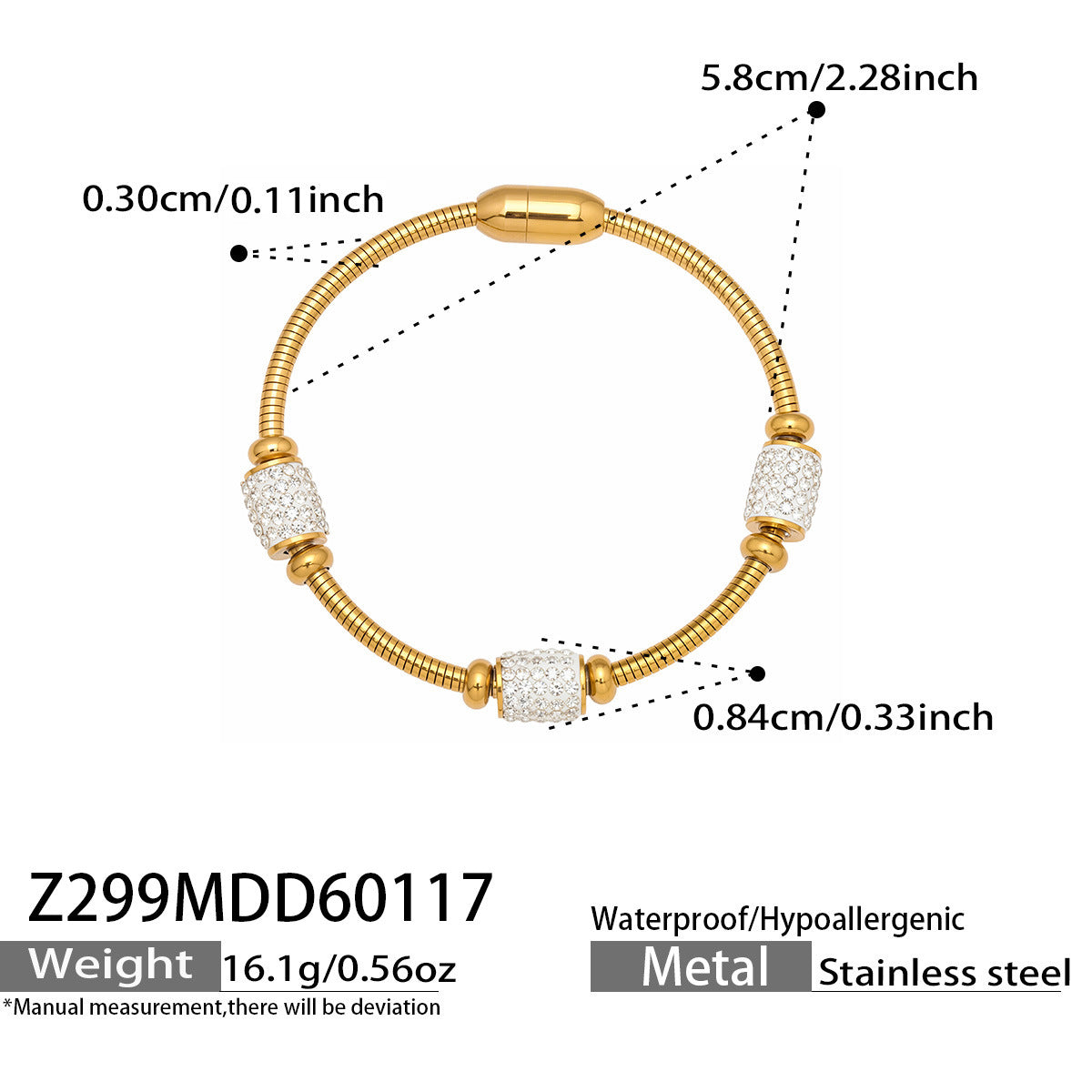 Bracelets de luxe texturés en zircon 