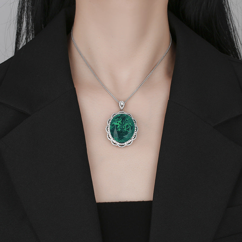 Oval Cut Paraiba Blue Emerald Statement Pendant Necklace